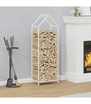 vidaXL Firewood Rack White 40x25x120 cm Cold-rolled steel — Size: 40 x 25 x 120 cm