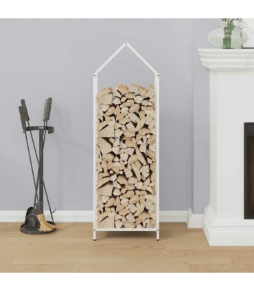 vidaXL Firewood Rack White 40x25x120 cm Cold-rolled steel — Size: 40 x 25 x 120 cm