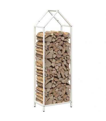 vidaXL Firewood Rack White 40x25x120 cm Cold-rolled steel — Size: 40 x 25 x 120 cm