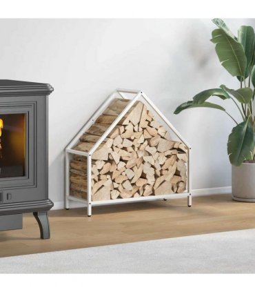 vidaXL Firewood Rack White 60x25x60 cm Cold-rolled steel — Size: 60 x 25 x 60 cm — V0672061107