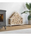 vidaXL Firewood Rack White 60x25x60 cm Cold-rolled steel — Size: 60 x 25 x 60 cm — V0672061107