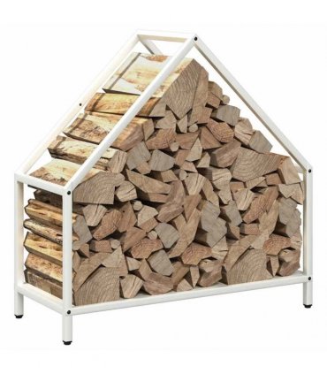 vidaXL Firewood Rack White 60x25x60 cm Cold-rolled steel — Size: 60 x 25 x 60 cm — V0672061107