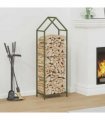 vidaXL Firewood Rack Olive Green 40x25x120 cm Cold-rolled steel — Size: 40 x 25 x 120 cm