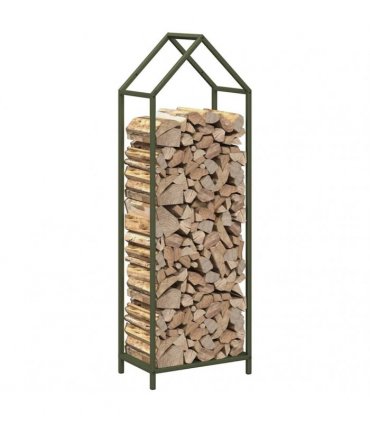 vidaXL Firewood Rack Olive Green 40x25x120 cm Cold-rolled steel — Size: 40 x 25 x 120 cm