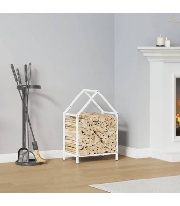vidaXL Firewood Rack White 40x25x60 cm Cold-rolled steel — Size: 40 x 25 x 60 cm
