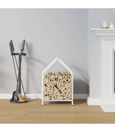 vidaXL Firewood Rack White 40x25x60 cm Cold-rolled steel — Size: 40 x 25 x 60 cm