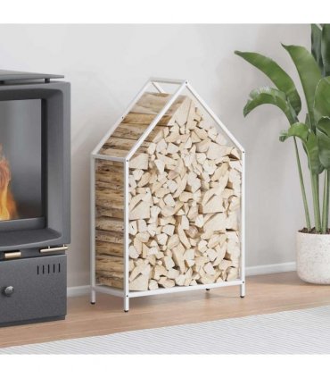 vidaXL Firewood Rack White 60x25x90 cm Cold-rolled steel — Size: 60 x 25 x 90 cm