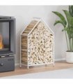 vidaXL Firewood Rack White 60x25x90 cm Cold-rolled steel — Size: 60 x 25 x 90 cm