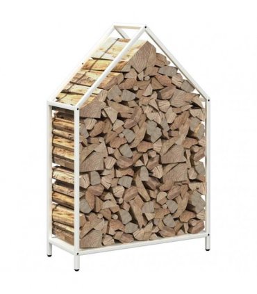 vidaXL Firewood Rack White 60x25x90 cm Cold-rolled steel — Size: 60 x 25 x 90 cm