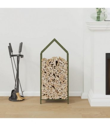 vidaXL Firewood Rack Olive Green 40x25x90 cm Cold-rolled steel — Size: 40 x 25 x 90 cm