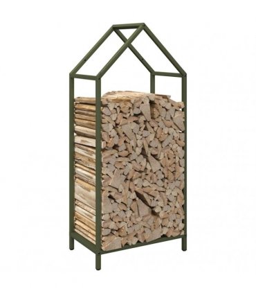 vidaXL Firewood Rack Olive Green 40x25x90 cm Cold-rolled steel — Size: 40 x 25 x 90 cm
