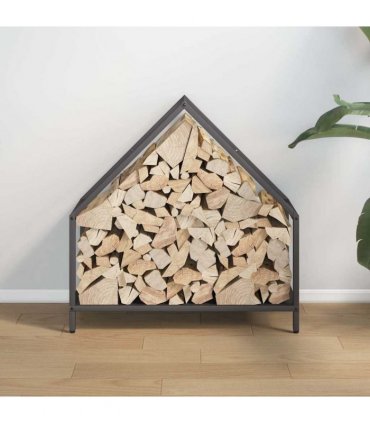 vidaXL Firewood Rack Black 60x25x60 cm Cold-rolled steel — Size: 60 x 25 x 60 cm
