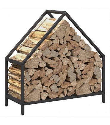 vidaXL Firewood Rack Black 60x25x60 cm Cold-rolled steel — Size: 60 x 25 x 60 cm