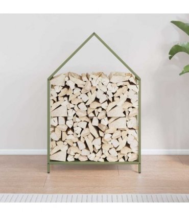 vidaXL Firewood Rack Olive Green 60x25x90 cm Cold-rolled steel — Size: 60 x 25 x 90 cm