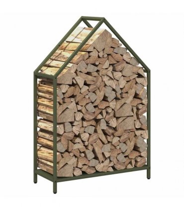 vidaXL Firewood Rack Olive Green 60x25x90 cm Cold-rolled steel — Size: 60 x 25 x 90 cm