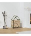 vidaXL Firewood Rack Olive Green 40x25x60 cm Cold-rolled steel — Size: 40 x 25 x 60 cm