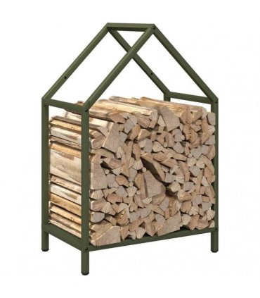 vidaXL Firewood Rack Olive Green 40x25x60 cm Cold-rolled steel — Size: 40 x 25 x 60 cm