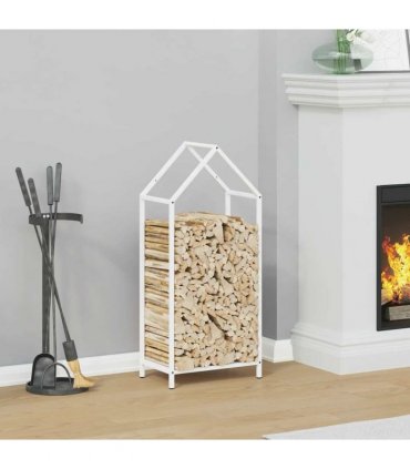 vidaXL Firewood Rack White 40x25x90 cm Cold-rolled steel — Size: 40 x 25 x 90 cm