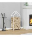 vidaXL Firewood Rack White 40x25x90 cm Cold-rolled steel — Size: 40 x 25 x 90 cm