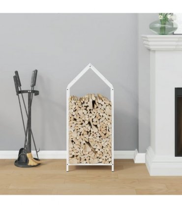 vidaXL Firewood Rack White 40x25x90 cm Cold-rolled steel — Size: 40 x 25 x 90 cm