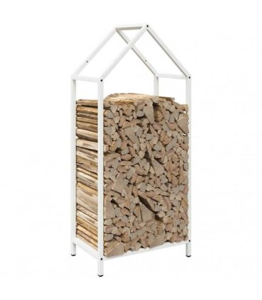 vidaXL Firewood Rack White 40x25x90 cm Cold-rolled steel — Size: 40 x 25 x 90 cm