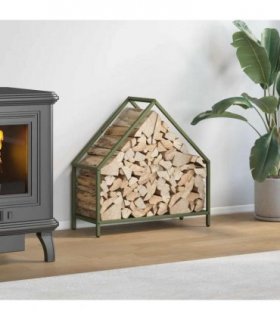 vidaXL Firewood Rack Olive Green 60x25x60 cm Cold-rolled steel — Size: 60 x 25 x 60 cm