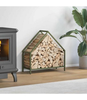 vidaXL Firewood Rack Olive Green 60x25x60 cm Cold-rolled steel — Size: 60 x 25 x 60 cm