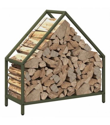 vidaXL Firewood Rack Olive Green 60x25x60 cm Cold-rolled steel — Size: 60 x 25 x 60 cm