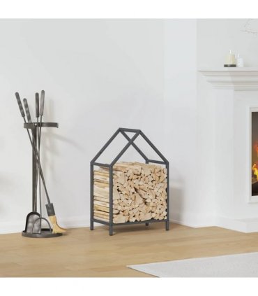 vidaXL Firewood Rack Anthracite 40x25x60 cm Cold-rolled steel — Size: 40 x 25 x 60 cm