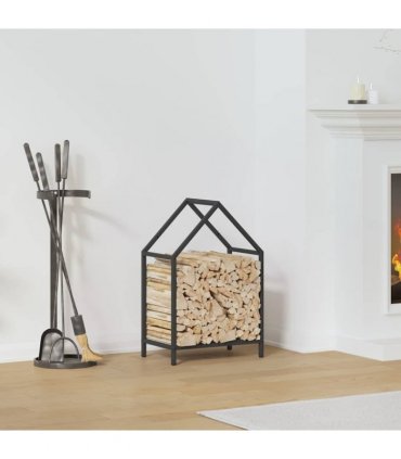 vidaXL Firewood Rack Black 40x25x60 cm Cold-rolled steel — Size: 40 x 25 x 60 cm