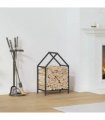 vidaXL Firewood Rack Black 40x25x60 cm Cold-rolled steel — Size: 40 x 25 x 60 cm