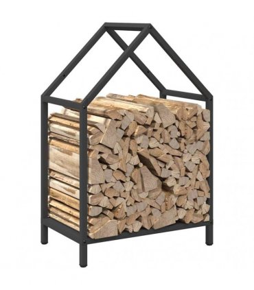 vidaXL Firewood Rack Black 40x25x60 cm Cold-rolled steel — Size: 40 x 25 x 60 cm