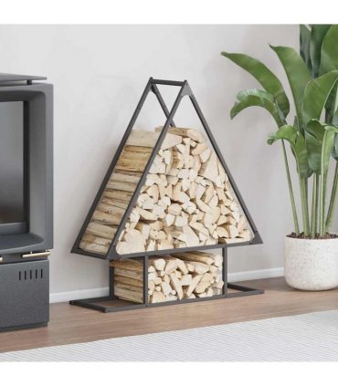 vidaXL Firewood Rack Black 80x25x90 cm Cold-rolled steel — Size: 80 x 25 x 90 cm
