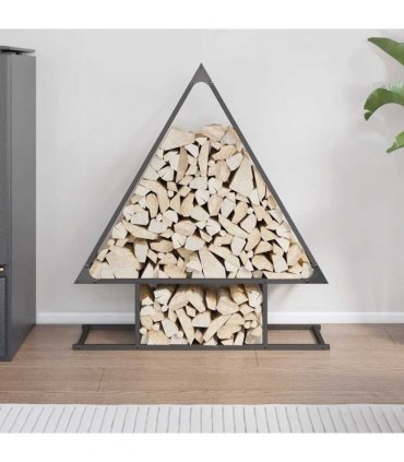 vidaXL Firewood Rack Black 80x25x90 cm Cold-rolled steel — Size: 80 x 25 x 90 cm