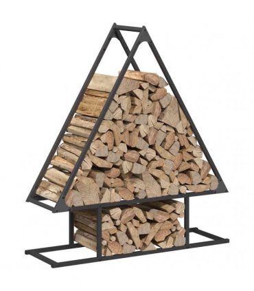 vidaXL Firewood Rack Black 80x25x90 cm Cold-rolled steel — Size: 80 x 25 x 90 cm