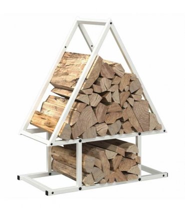 vidaXL Firewood Rack White 50x25x60 cm Cold-rolled steel — Size: 50 x 25 x 60 cm