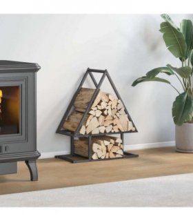 vidaXL Firewood Rack Black 50x25x60 cm Cold-rolled steel — Size: 50 x 25 x 60 cm