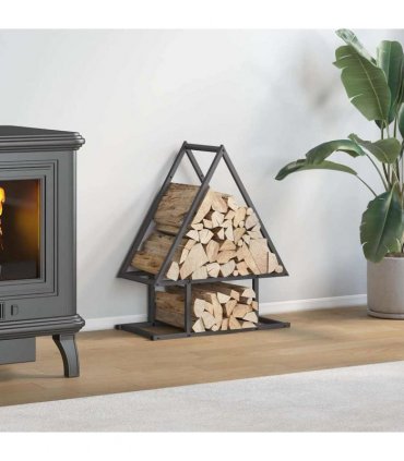 vidaXL Firewood Rack Black 50x25x60 cm Cold-rolled steel — Size: 50 x 25 x 60 cm