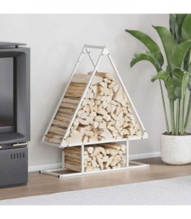 vidaXL Firewood Rack White 80x25x90 cm Cold-rolled steel — Size: 80 x 25 x 90 cm