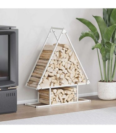 vidaXL Firewood Rack White 80x25x90 cm Cold-rolled steel — Size: 80 x 25 x 90 cm