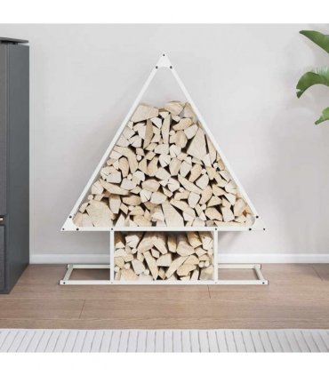 vidaXL Firewood Rack White 80x25x90 cm Cold-rolled steel — Size: 80 x 25 x 90 cm