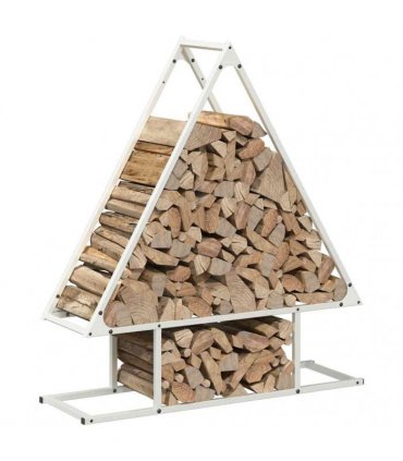 vidaXL Firewood Rack White 80x25x90 cm Cold-rolled steel — Size: 80 x 25 x 90 cm