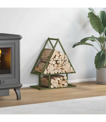 vidaXL Firewood Rack Olive Green 50x25x60 cm Cold-rolled steel — Size: 50 x 25 x 60 cm