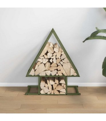 vidaXL Firewood Rack Olive Green 50x25x60 cm Cold-rolled steel — Size: 50 x 25 x 60 cm