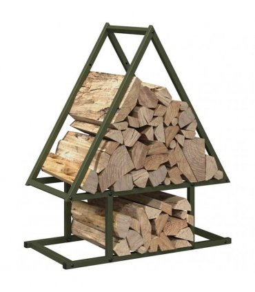 vidaXL Firewood Rack Olive Green 50x25x60 cm Cold-rolled steel — Size: 50 x 25 x 60 cm