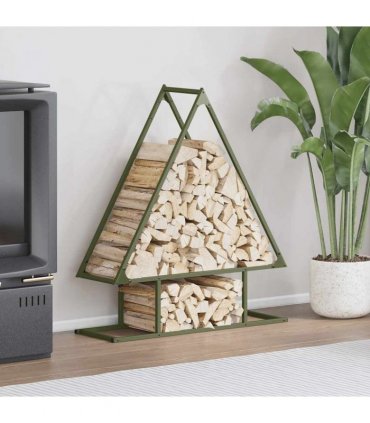 vidaXL Firewood Rack Olive Green 80x25x90 cm Cold-rolled steel — Size: 80 x 25 x 90 cm