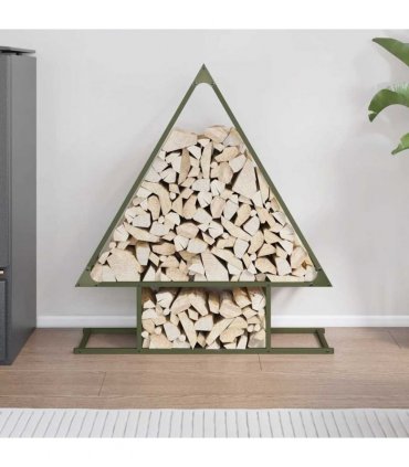 vidaXL Firewood Rack Olive Green 80x25x90 cm Cold-rolled steel — Size: 80 x 25 x 90 cm