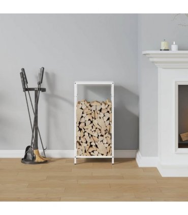vidaXL Firewood Rack White 34x25x70 cm Cold-rolled steel — Size: 34 x 25 x 70 cm