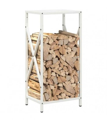 vidaXL Firewood Rack White 34x25x70 cm Cold-rolled steel — Size: 34 x 25 x 70 cm