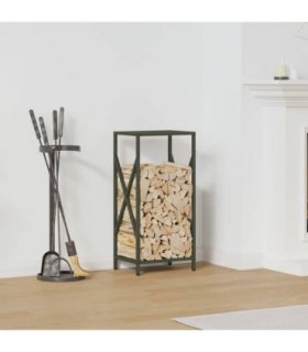 vidaXL Firewood Rack Olive Green 34x25x70 cm Cold-rolled steel — Size: 34 x 25 x 70 cm